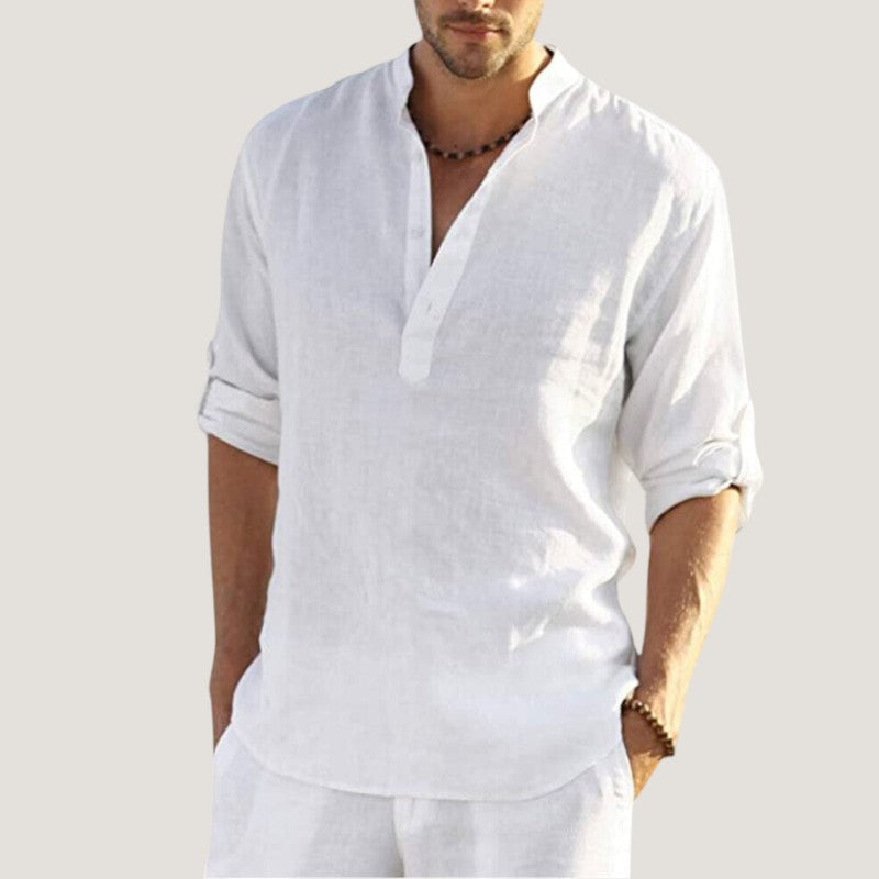 Strazoro | Heren Blouse | Linnen Stof | Met Kraag