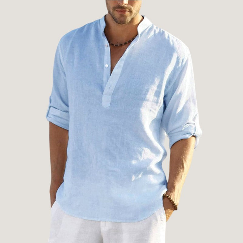 Strazoro | Heren Blouse | Linnen Stof | Met Kraag