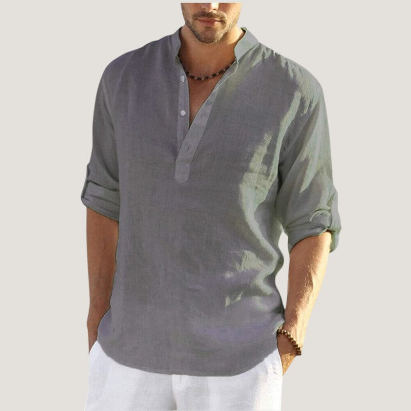 Strazoro | Heren Blouse | Linnen Stof | Met Kraag