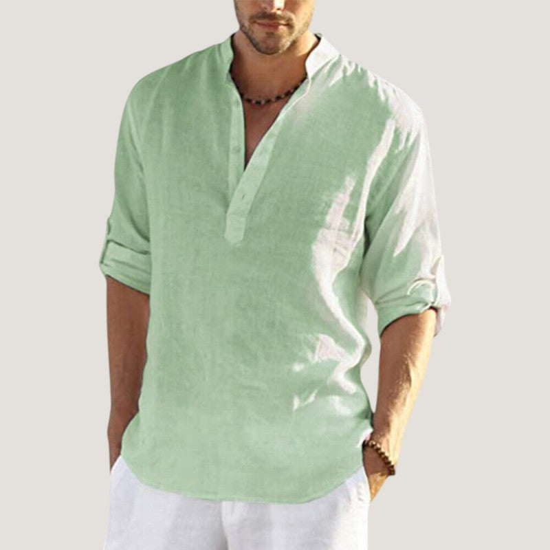 Strazoro | Heren Blouse | Linnen Stof | Met Kraag
