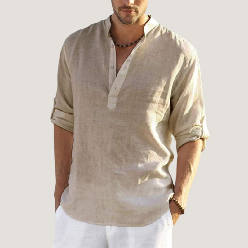 Strazoro | Heren Blouse | Linnen Stof | Met Kraag