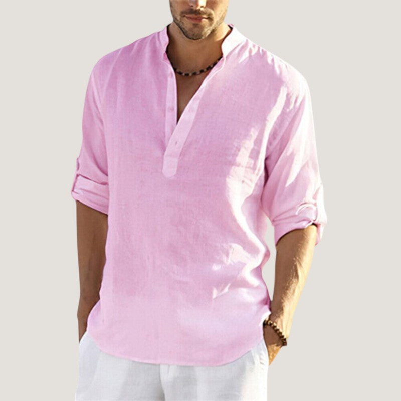 Strazoro | Heren Blouse | Linnen Stof | Met Kraag