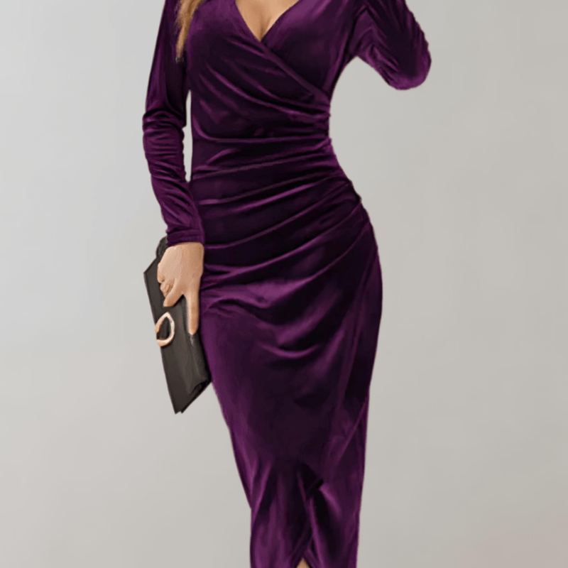 Strazoro | Velours Bodycon Jurk | Midi Jurk Dames | e Jurk