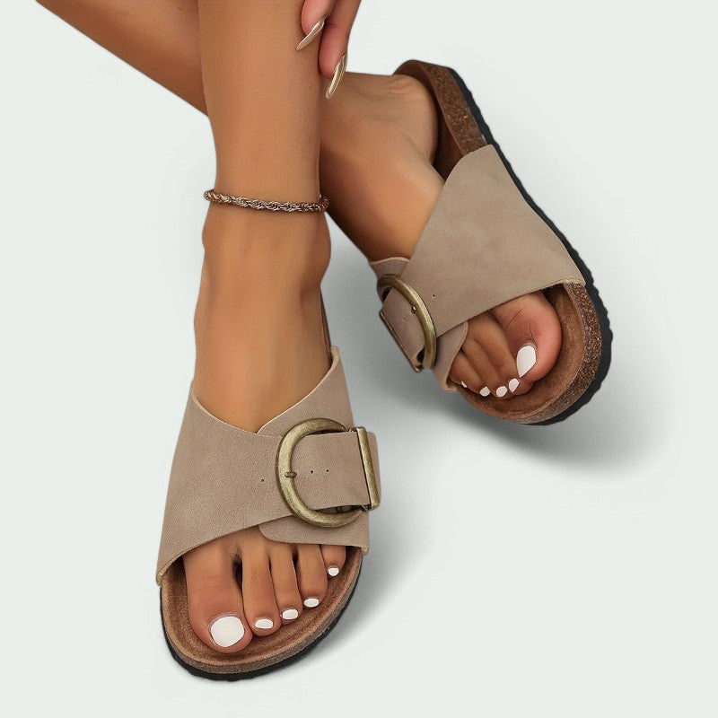 Strazoro | Slippers met brede bandn gesp (Dames)