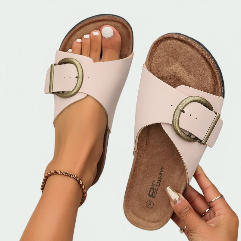Strazoro | Slippers met brede bandn gesp (Dames)